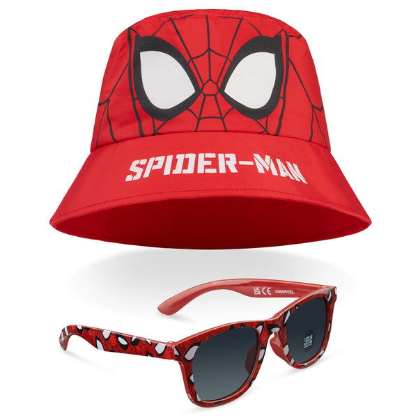 Marvel Bucket Hat and Kids Sunglasses Set for Boys  - Spiderman Bucket Hat - Get Trend