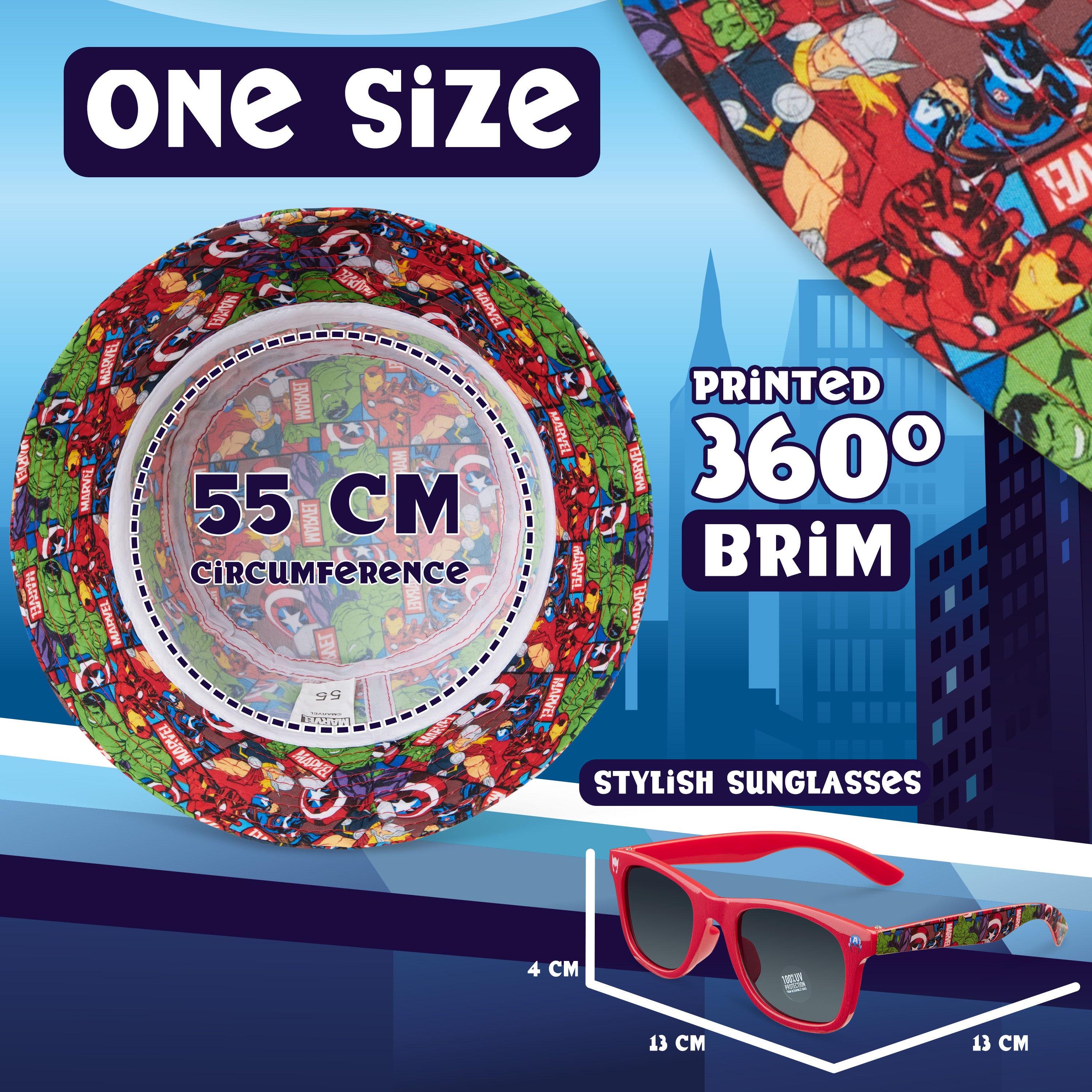 Marvel Bucket Hat and Kids Sunglasses Set for Boys - Get Trend