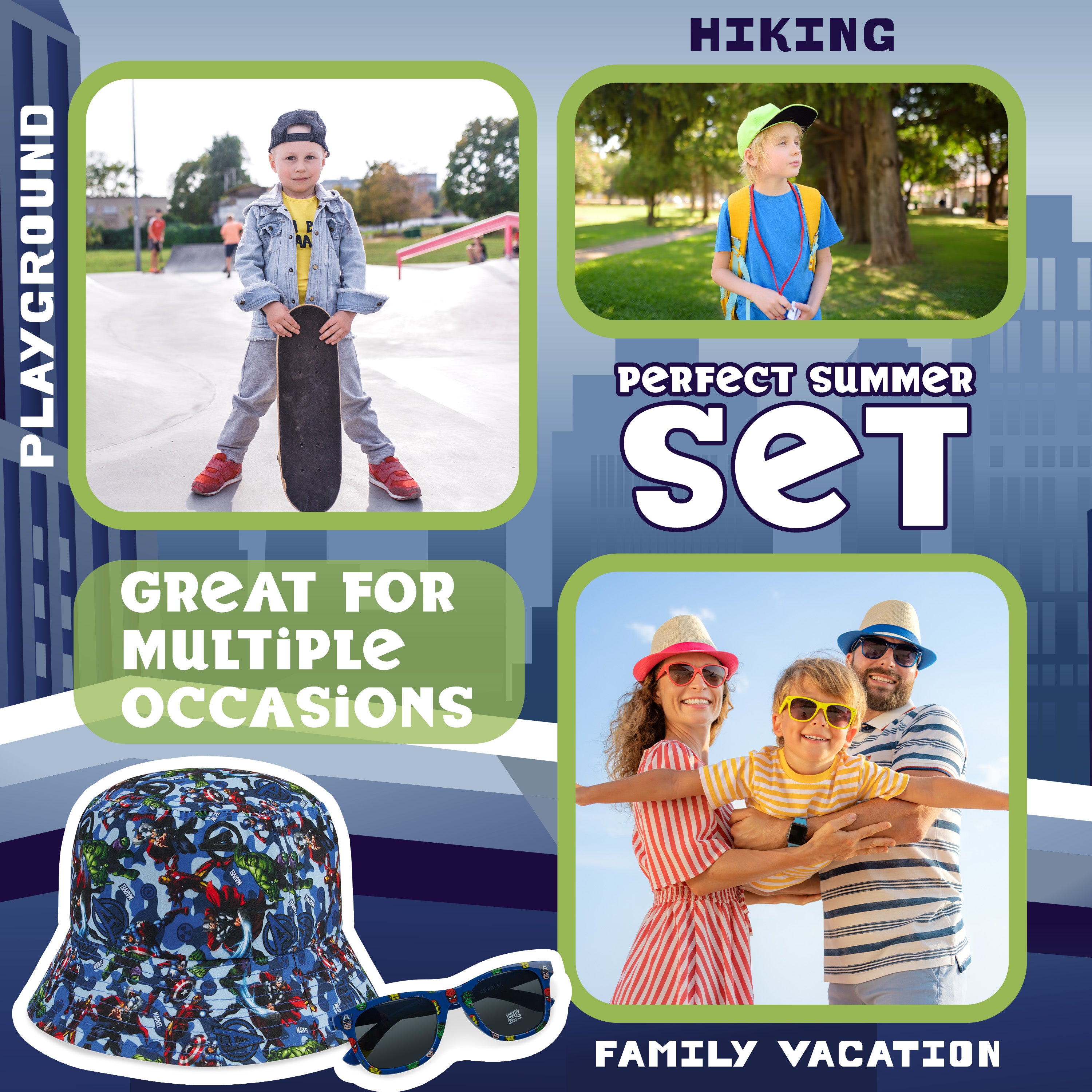 Marvel Bucket Hat and Kids Sunglasses Set for Boys - Get Trend