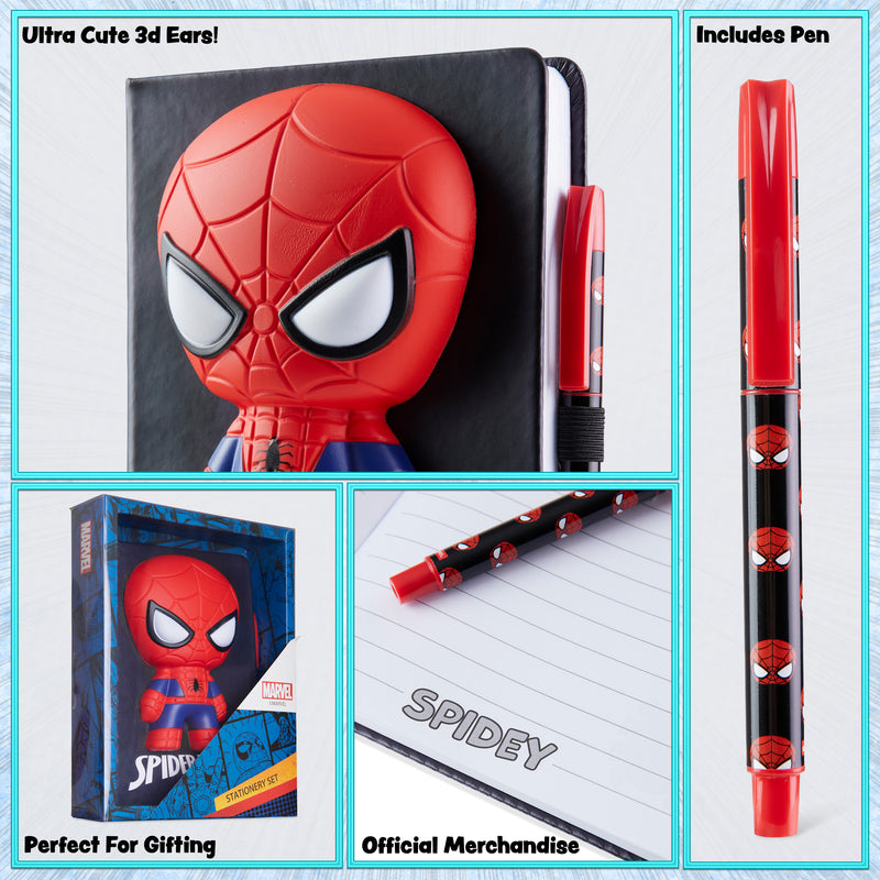 Marvel Spiderman A5 Notebook and Pen Set, 3D Diary Stationery Set Kids Journal for Boys Kids Diaries Spiderman Toys