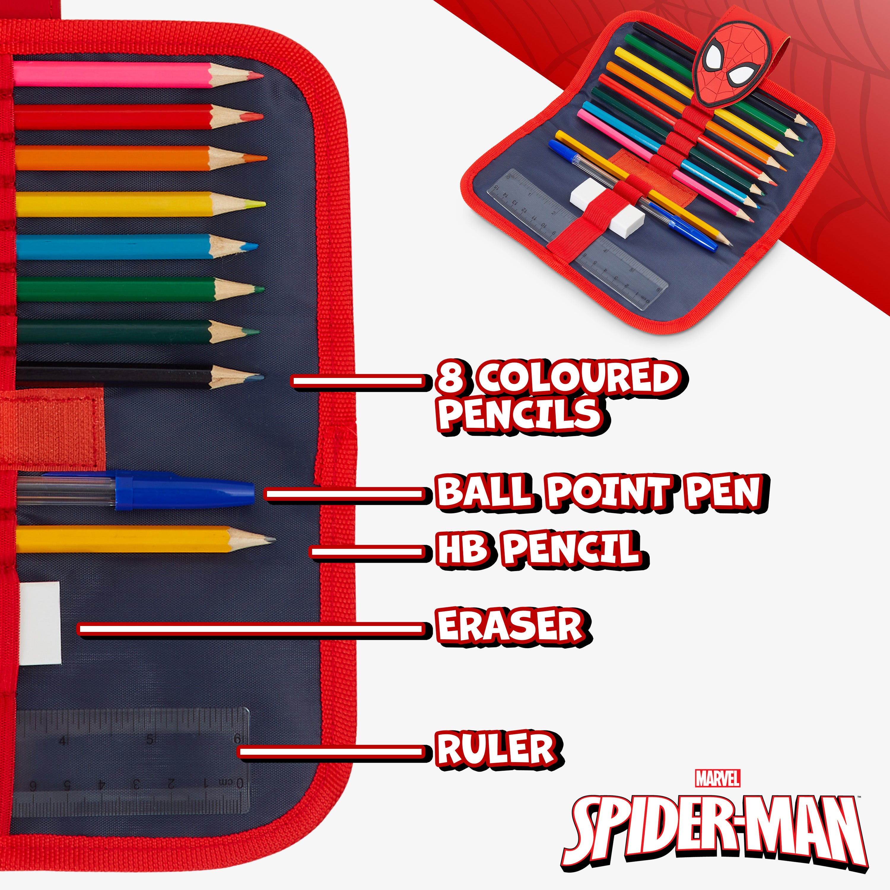 Marvel Boys Pencil Case Spiderman Pencil Cases for Kids with Stationery - Get Trend