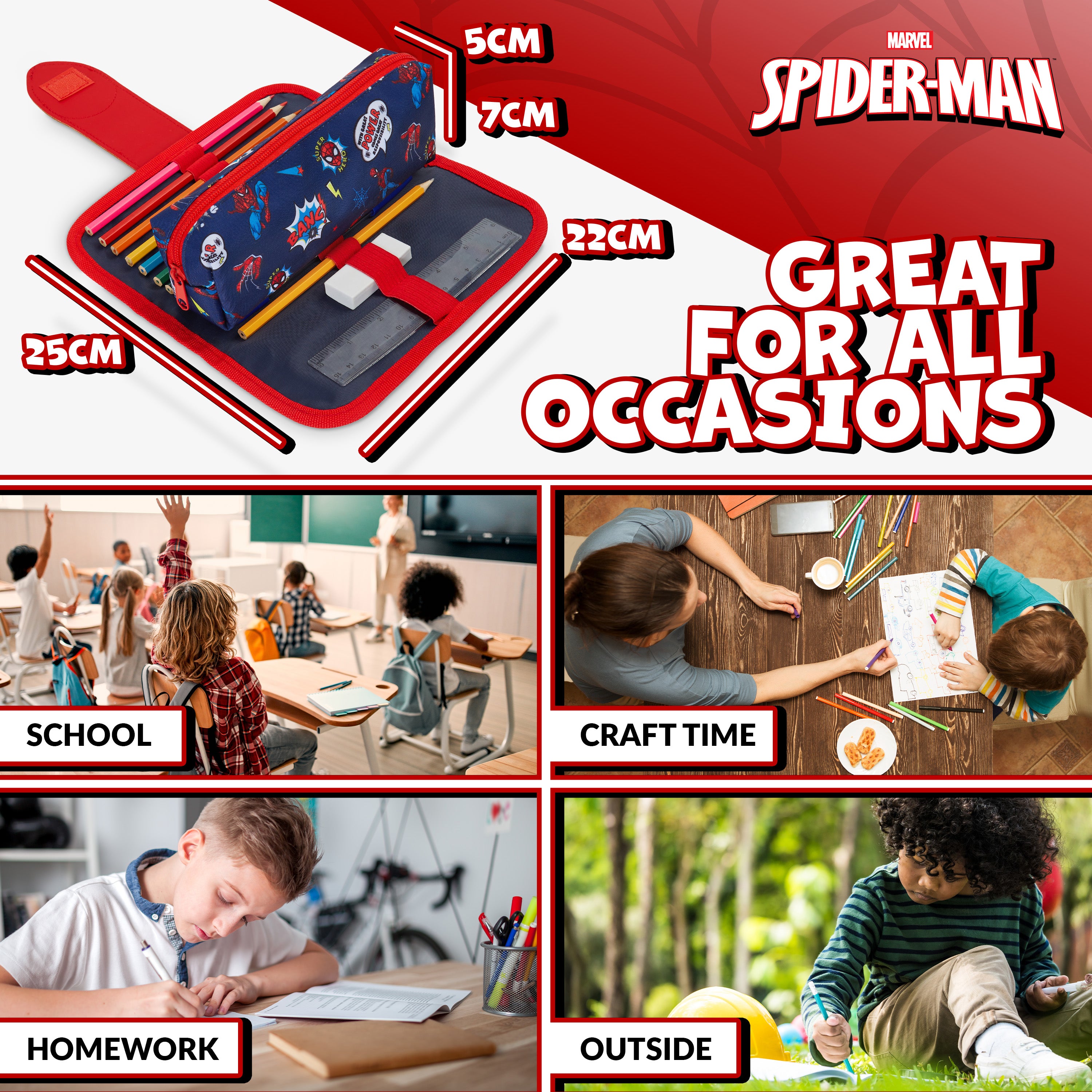 Marvel Boys Pencil Case Spiderman Pencil Cases for Kids with Stationery - Get Trend