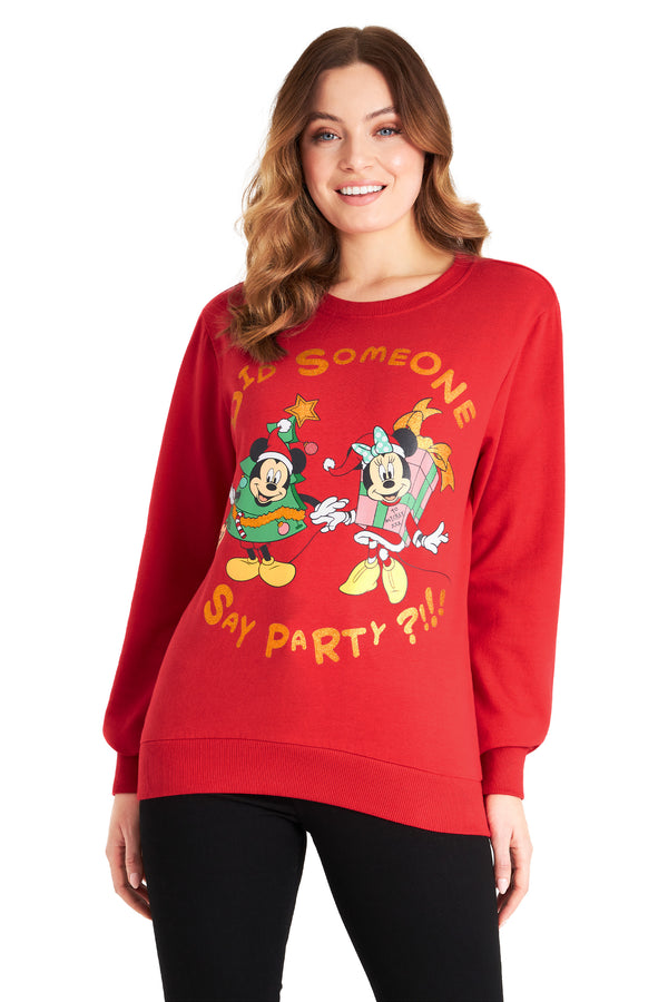 Disney Christmas Jumper Women, Minnie & Mickey Mouse