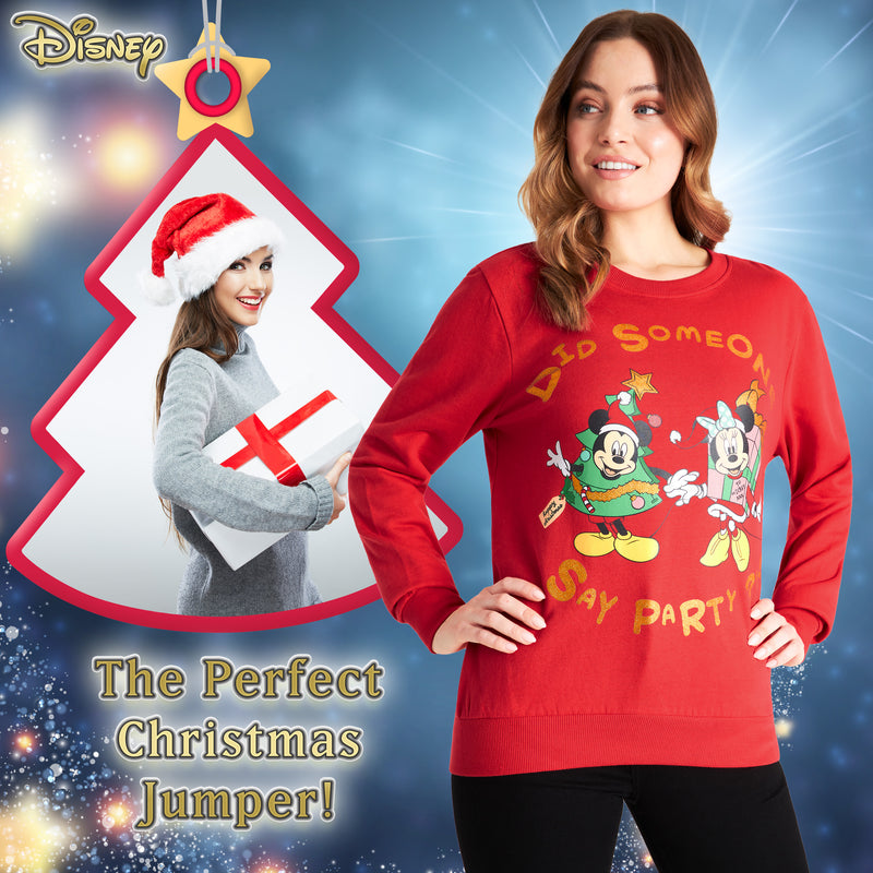 Disney Christmas Jumper Women, Minnie & Mickey Mouse