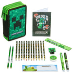 Minecraft Pencil Case -  Large Pencil Case 3 Compartments Filled with School Supplies - Get Trend