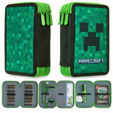 Minecraft Pencil Case -  Large Pencil Case 3 Compartments Filled with School Supplies - Get Trend