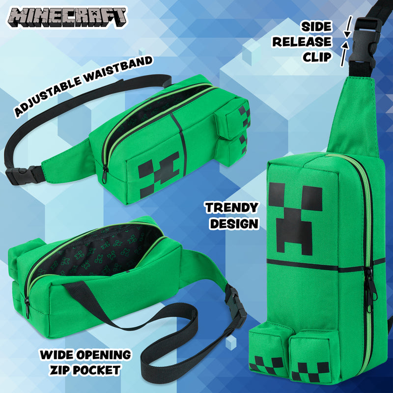 Minecraft Crossbody Bag for Boys 3D Creeper Chest Bag