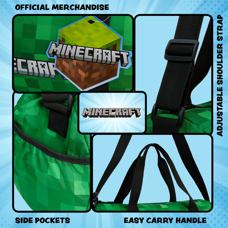 Minecraft Gym Bag for Kids, Boys Duffle Bag Large Holdall