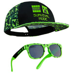 Minecraft Baseball Cap and Kids Sunglasses Set, Gamer Gifts (Black/Green) - Get Trend