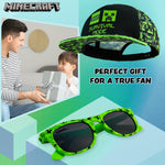 Minecraft Baseball Cap and Kids Sunglasses Set, Gamer Gifts (Black/Green) - Get Trend