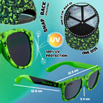 Minecraft Baseball Cap and Kids Sunglasses Set, Gamer Gifts (Black/Green) - Get Trend