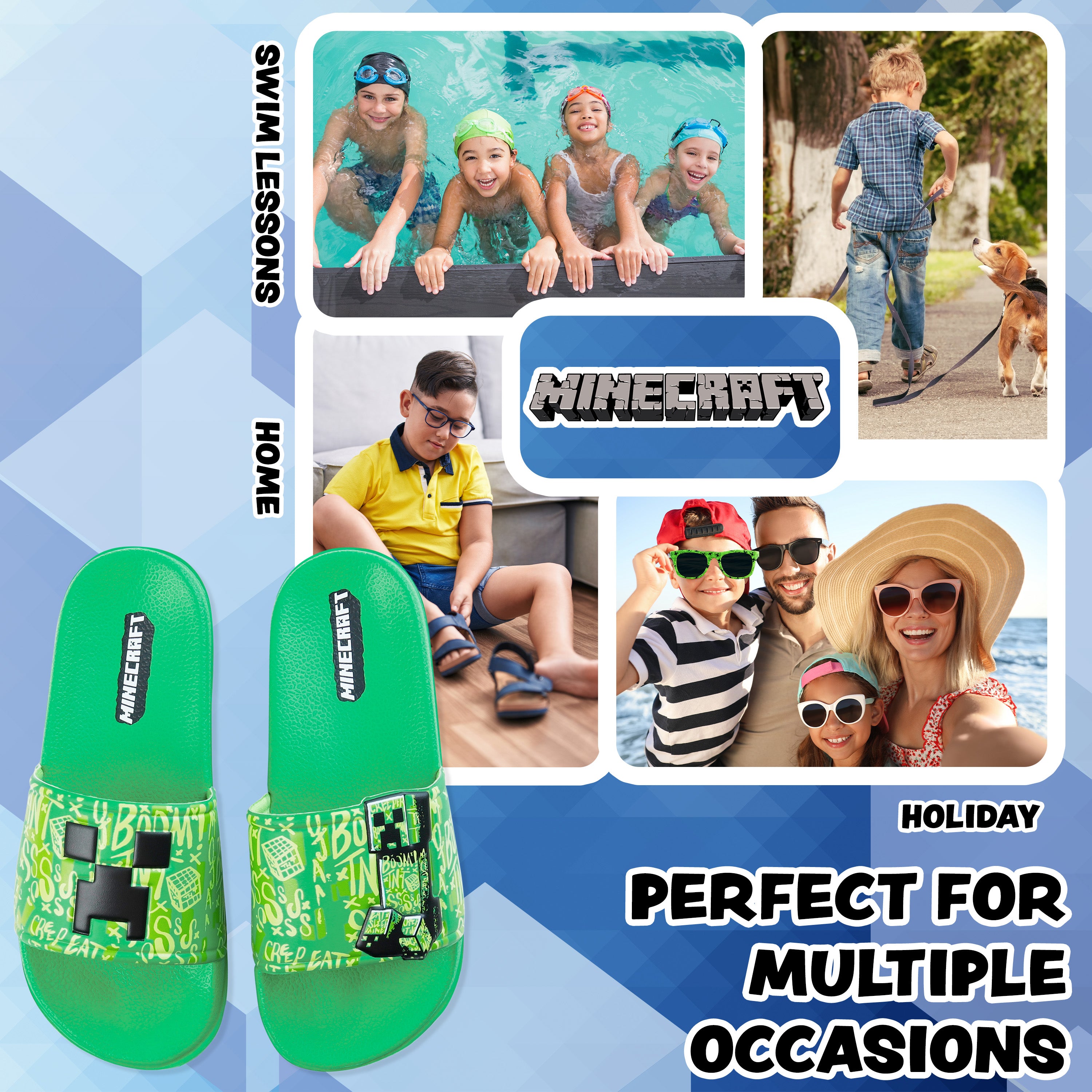 Minecraft Sliders for Boys and Teenagers, Kids Flip Flops - Get Trend