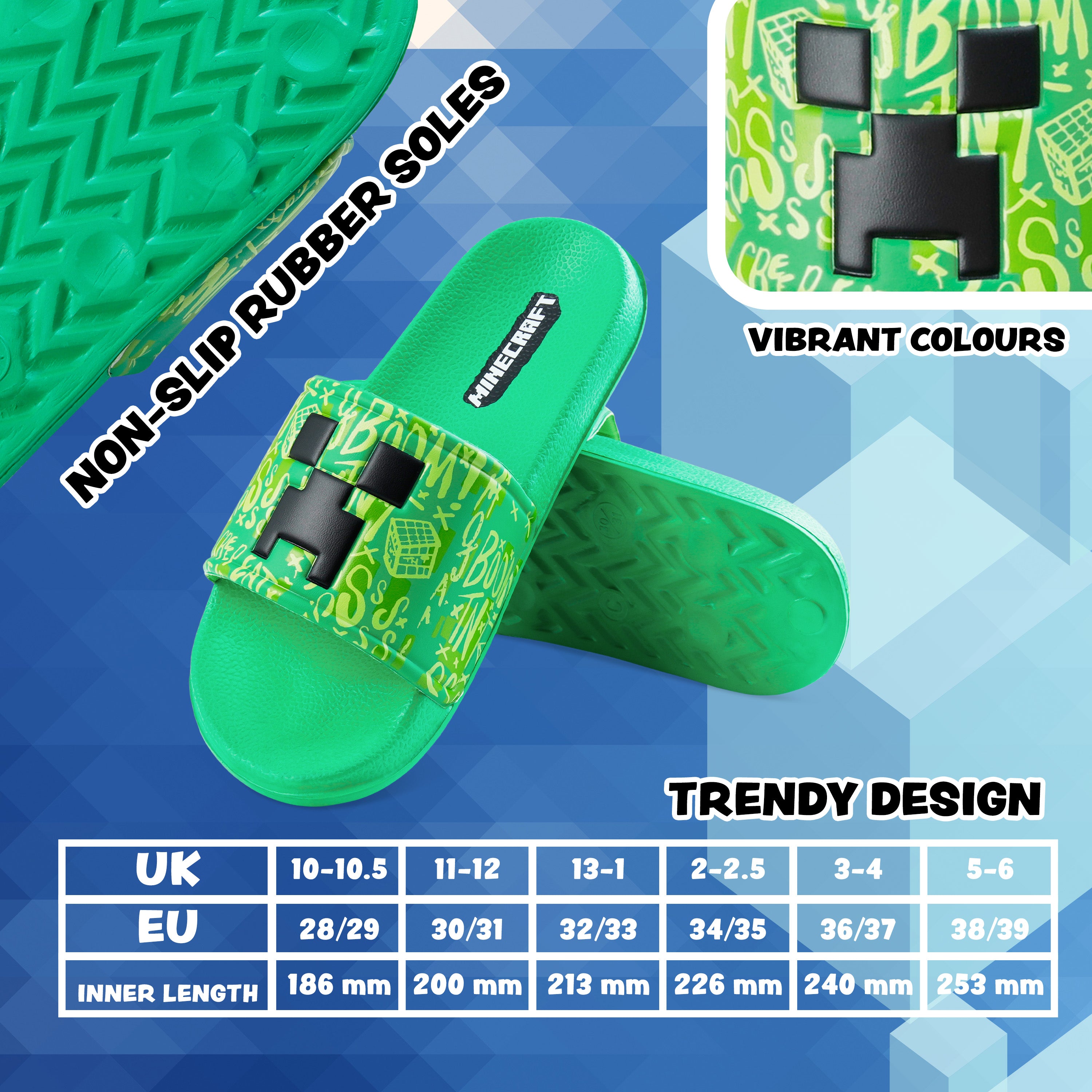 Minecraft Sliders for Boys and Teenagers, Kids Flip Flops - Get Trend