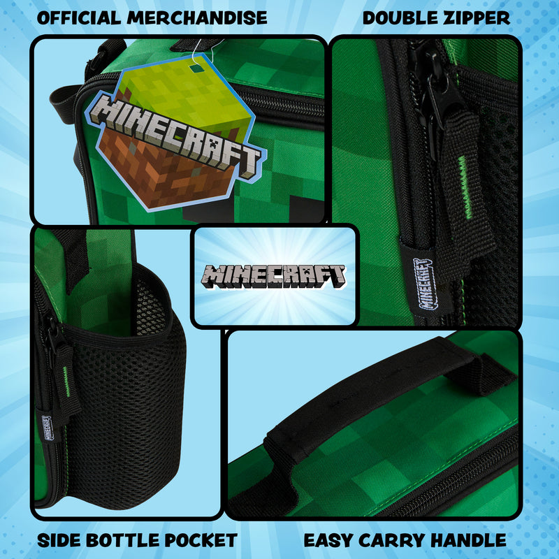 Minecraft Lunchbox for Boys, Bottle and Lunch Bag for School