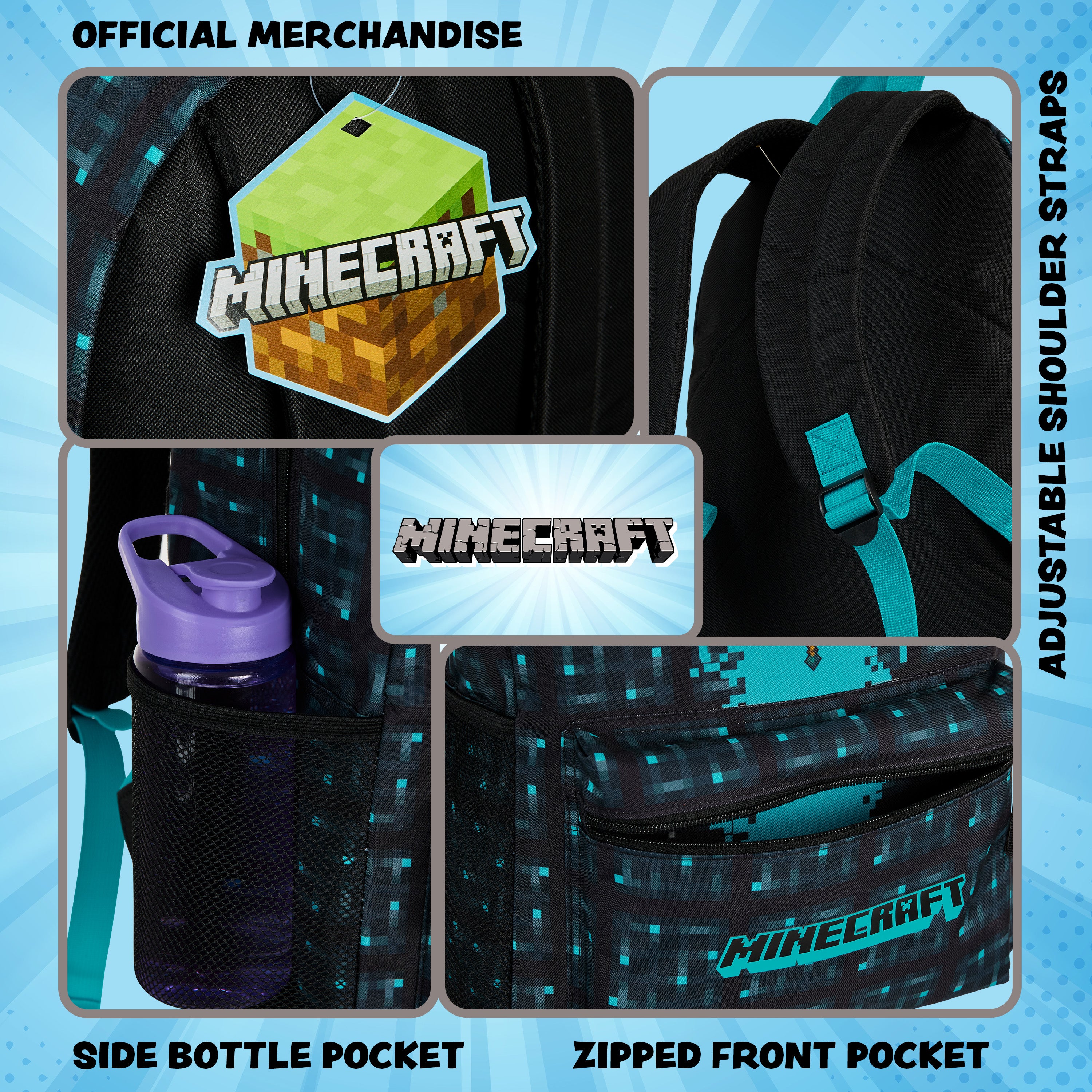 Minecraft School Bag Boys and Girls, Kids Backpack (Blue) - Get Trend