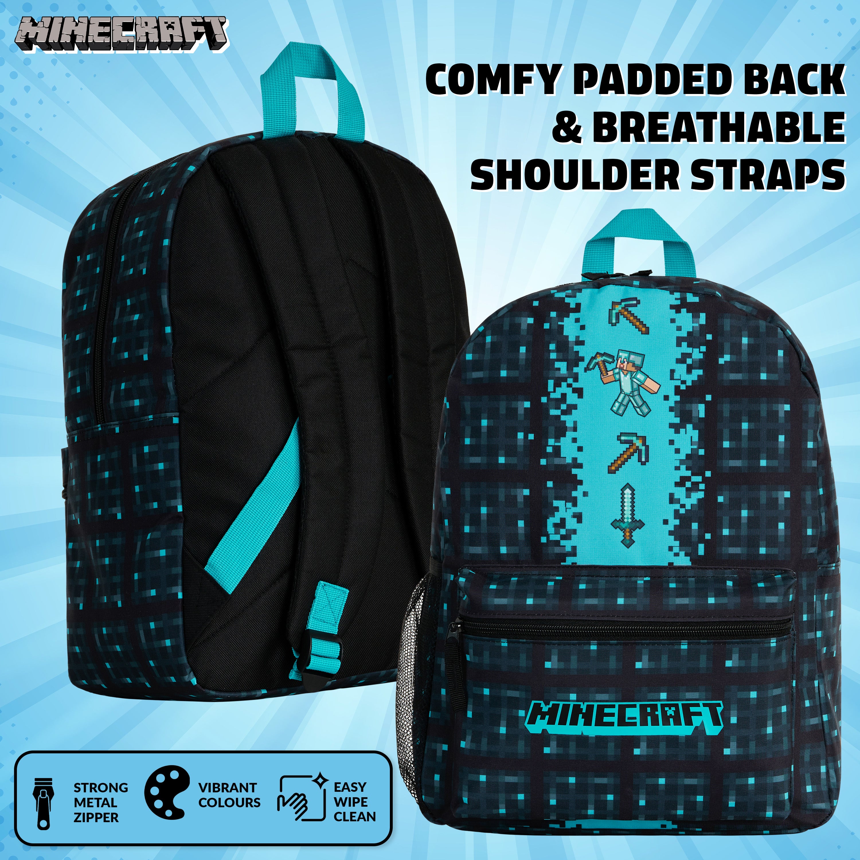 Minecraft School Bag Boys and Girls, Kids Backpack (Blue) - Get Trend