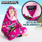 Minecraft Hoodie for Girls, Fleece Oversized Hoodie Blanket, Minecraft gifts Pink - Get Trend