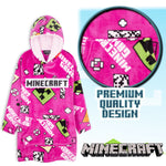 Minecraft Hoodie for Girls, Fleece Oversized Hoodie Blanket, Minecraft gifts Pink - Get Trend