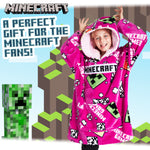 Minecraft Hoodie for Girls, Fleece Oversized Hoodie Blanket, Minecraft gifts Pink - Get Trend