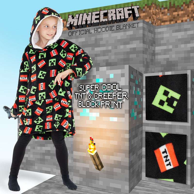 Minecraft Hoodie for Kids, Oversized Blanket Hoodie Boys Girls, Minecraft Gifts