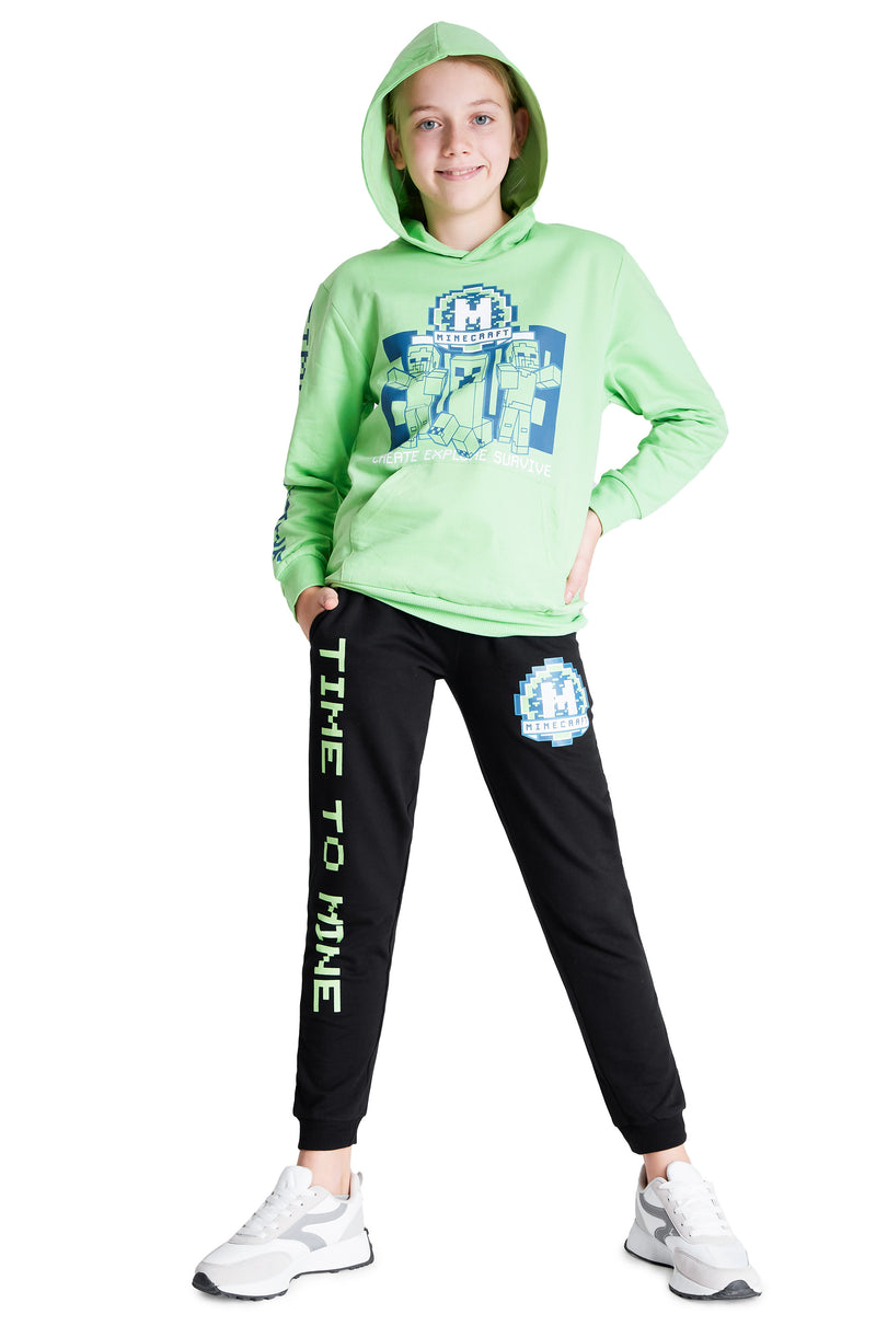 Minecraft Boys Tracksuit, Kids Hoodie and Joggers Set