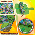 Minecraft Pencil Case for Boys and Girls, Kids Gamer School Supplies Multi Compartments with Detachable Zippered Pen Pouch - Get Trend