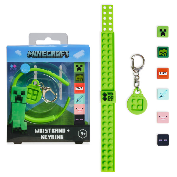 Minecraft Keyring and Wristband Set for Kids, Creeper Key Chain, Gaming Gifts - Get Trend