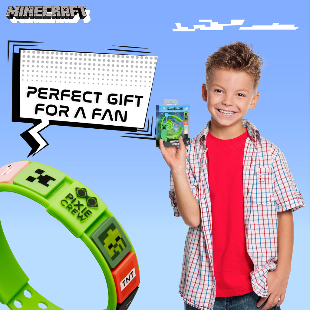 Minecraft Keyring and Wristband Set for Kids, Creeper Key Chain, Gaming ...
