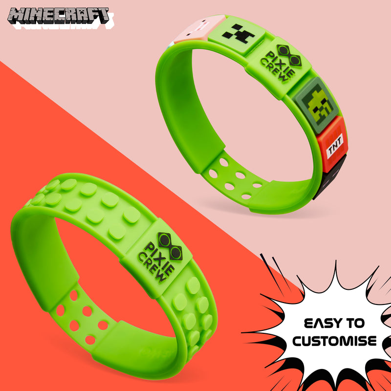 Minecraft Keyring and Wristband Set for Kids, Creeper Key Chain, Gaming Gifts