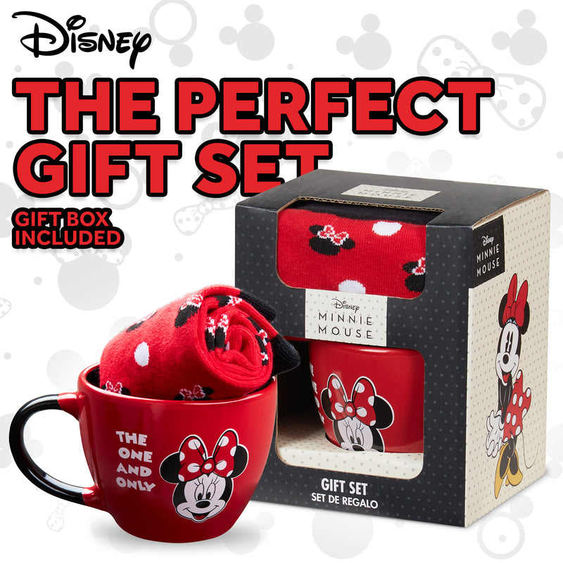 Disney Cup and Socks Gift Set Mickey Minnie Gifts for Women, Red - Minnie - Get Trend