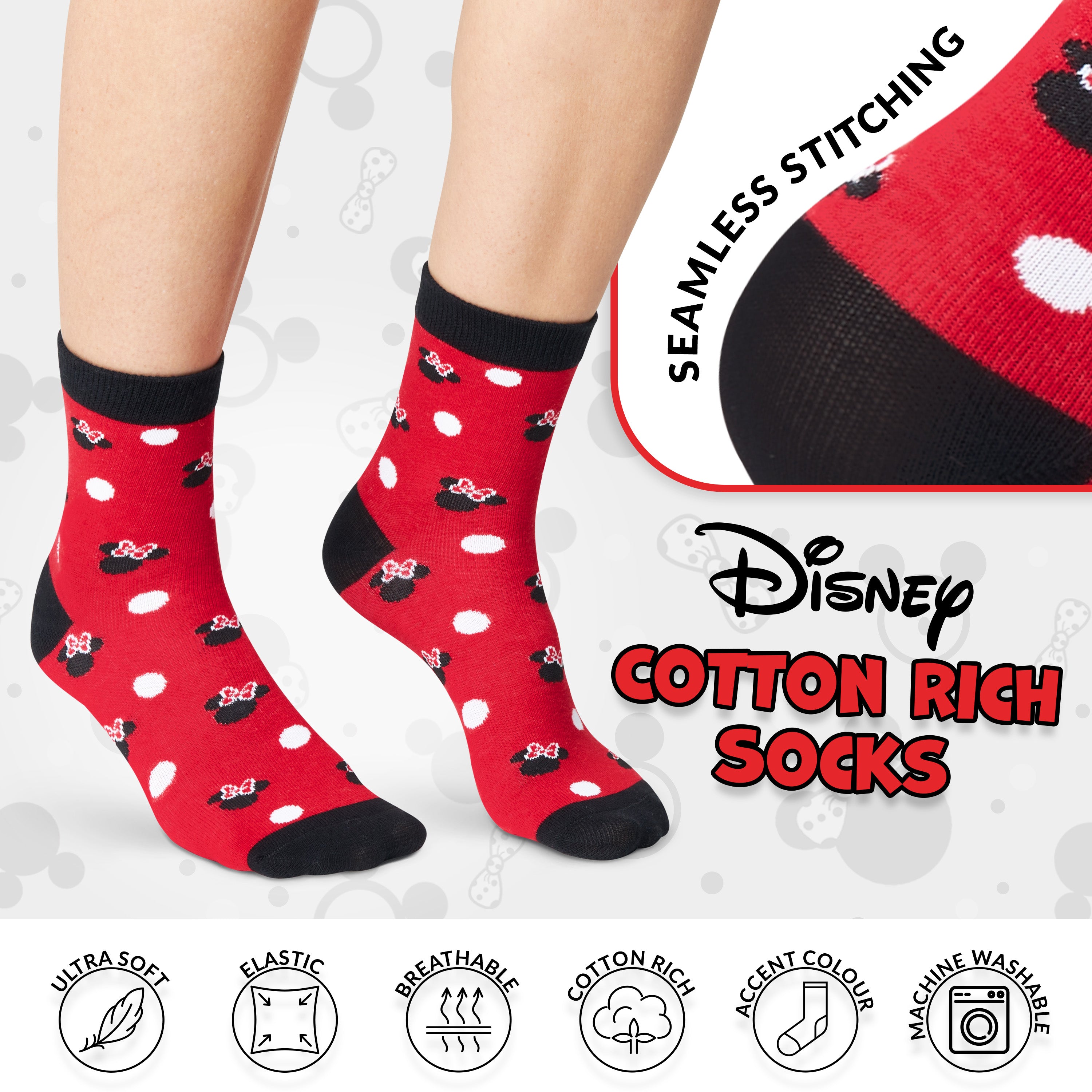 Disney Cup and Socks Gift Set Mickey Minnie Gifts for Women, Red - Minnie - Get Trend