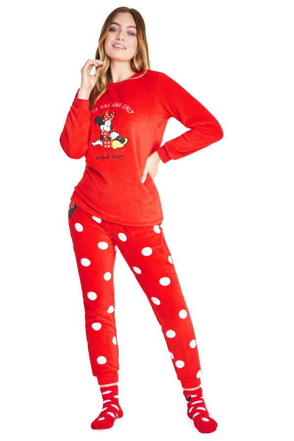 Disney Womens Pyjamas, Fleece Loungewear and Fluffy Minnie Gift Set - Get Trend