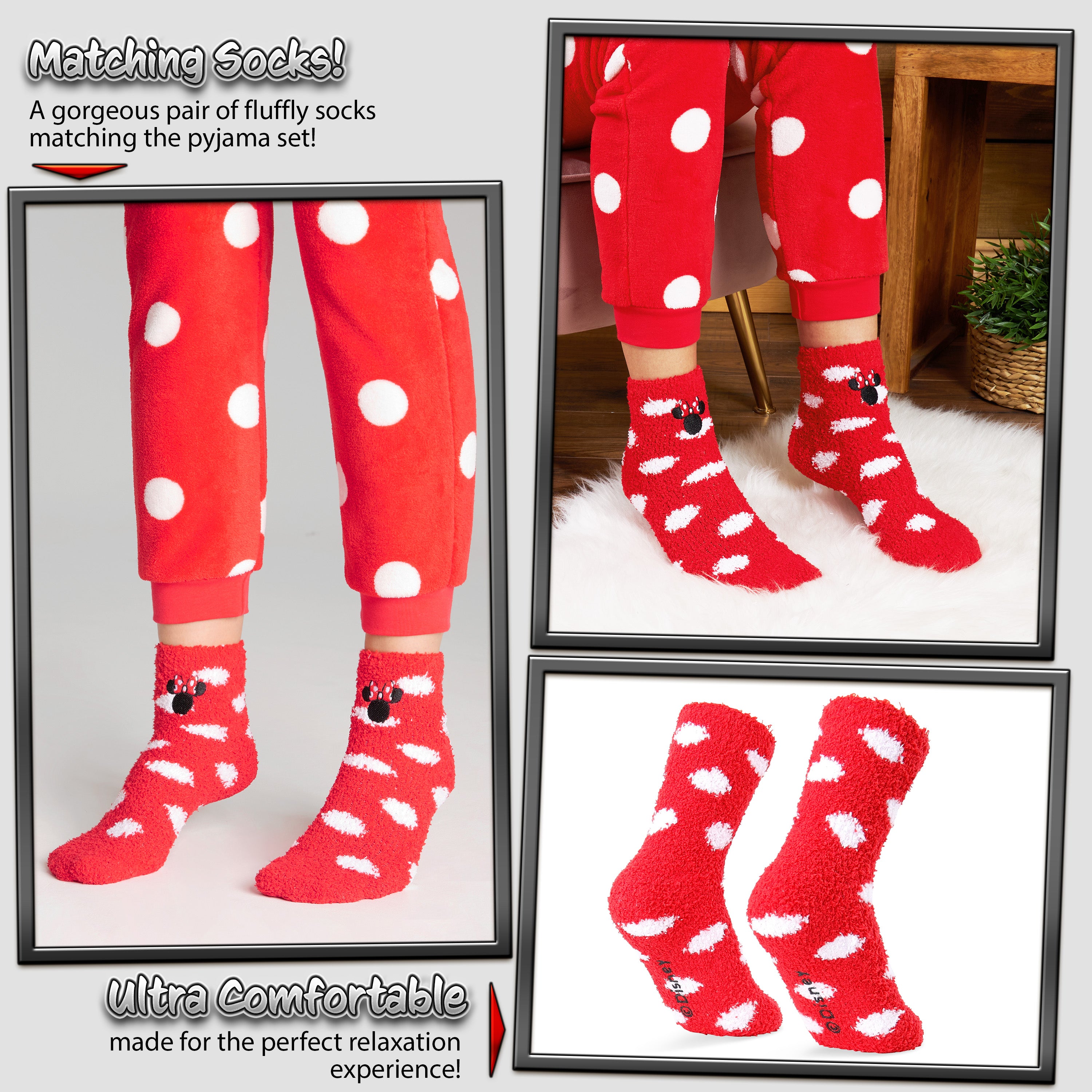 Disney Womens Pyjamas, Fleece Loungewear and Fluffy Minnie Gift Set - Get Trend