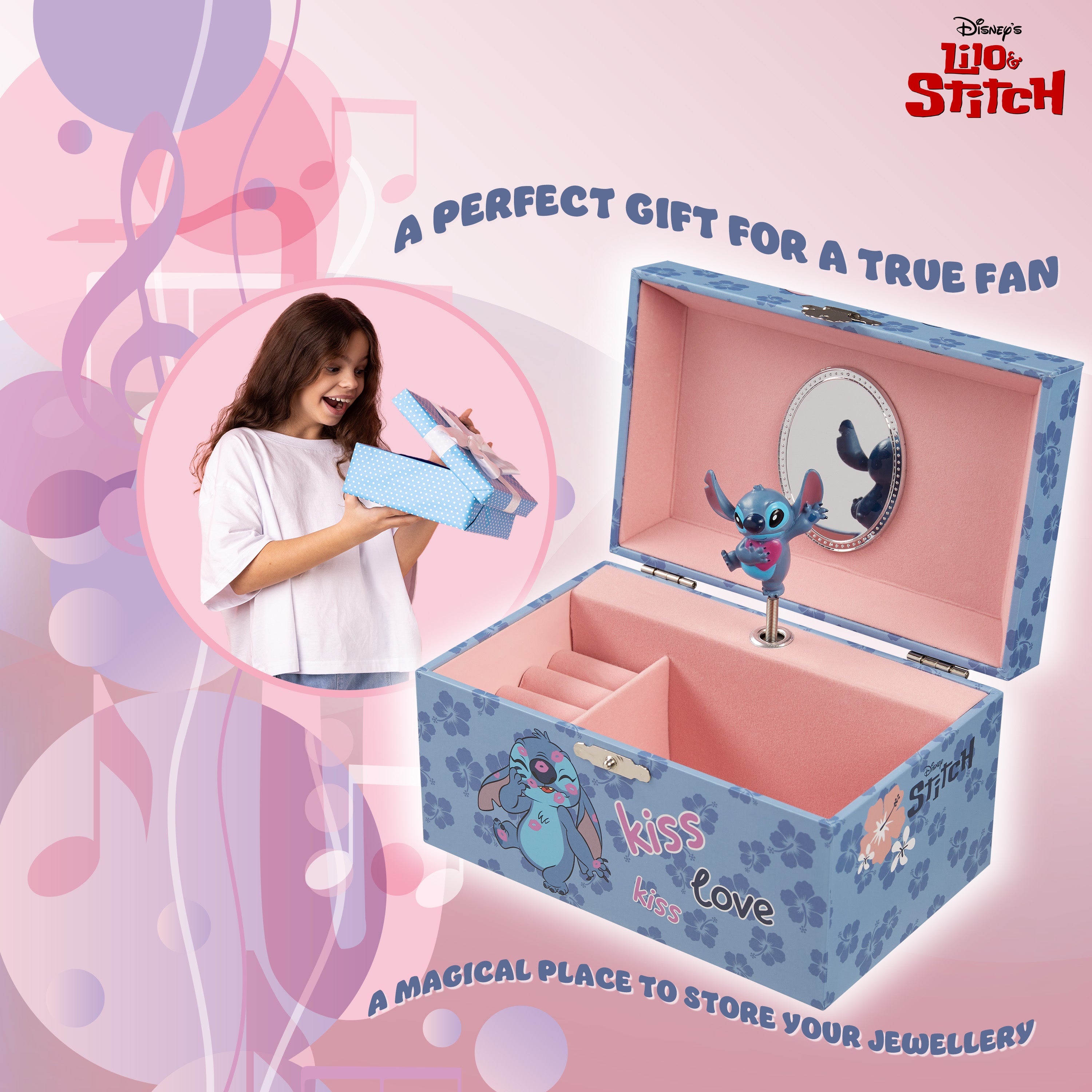 Disney Musical Jewellery Box for Girls, Stitch Gifts for Girls - Get Trend