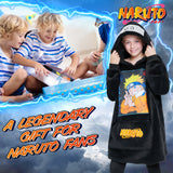 Naruto Oversized Hoodie Blanket for Kids, Anime Hoodie for Boys (Black) - Get Trend