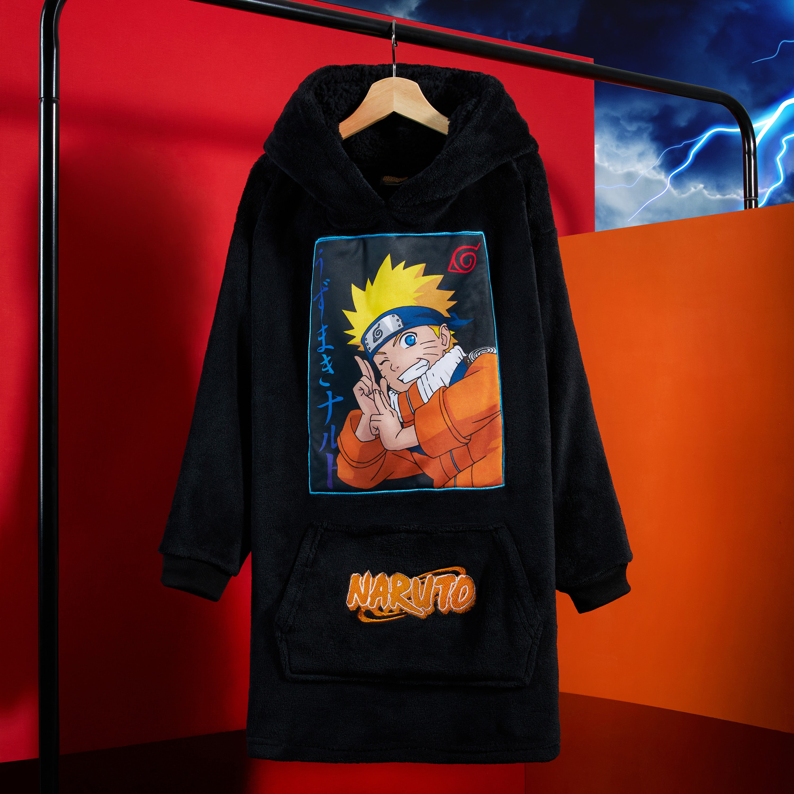 Naruto Oversized Hoodie Blanket for Kids, Anime Hoodie for Boys (Black) - Get Trend