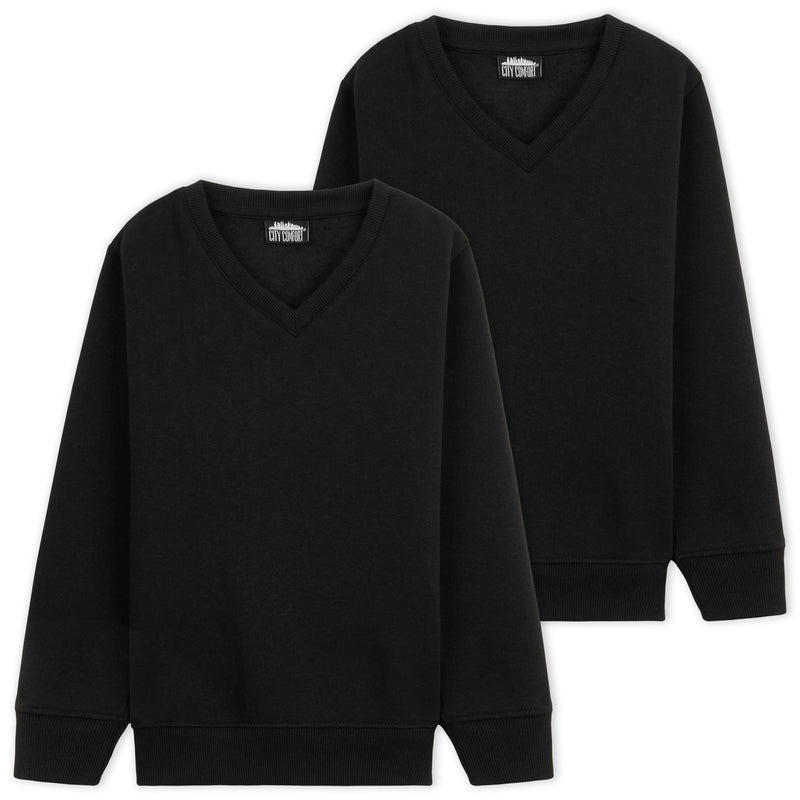 CityComfort V Neck Jumper for Kids Pack or 2 Plain Sweatshirts - Get Trend