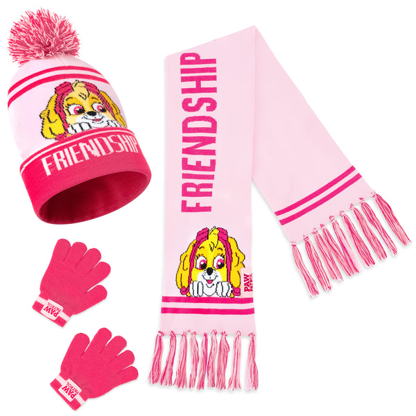 Paw Patrol Beanie Hat Scarf and Gloves Set Kids, Gifts for Girls