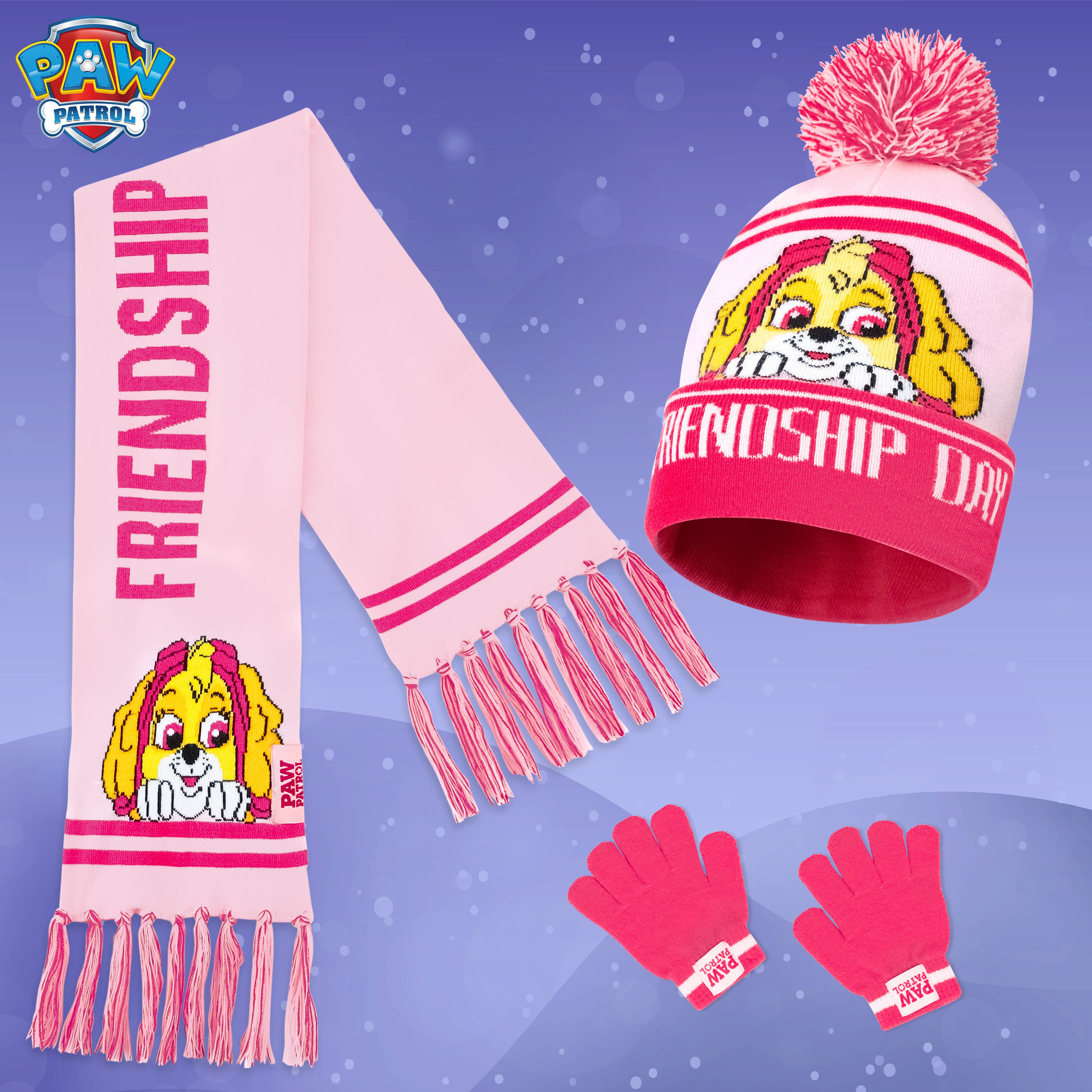 Paw Patrol Beanie Hat Scarf and Gloves Set Kids, Gifts for Girls - Get Trend