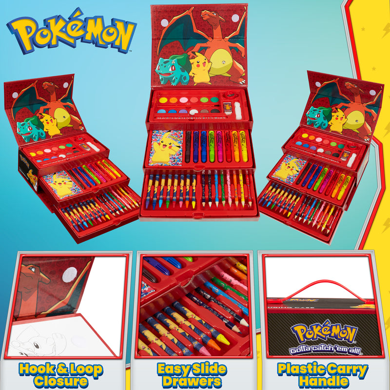 Pokemon Art Set, Colouring Sets for Children, Over 40 Art Supplies for Kids