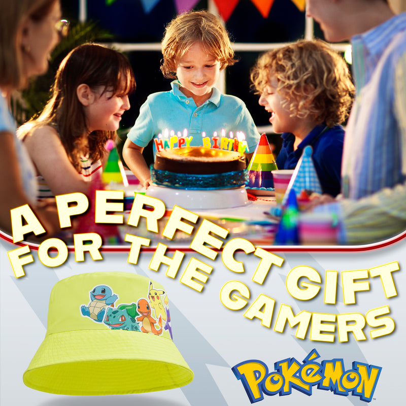 Pokemon Bucket Hat for Boys & Girls, Summer Accessories, Pokemon Gifts