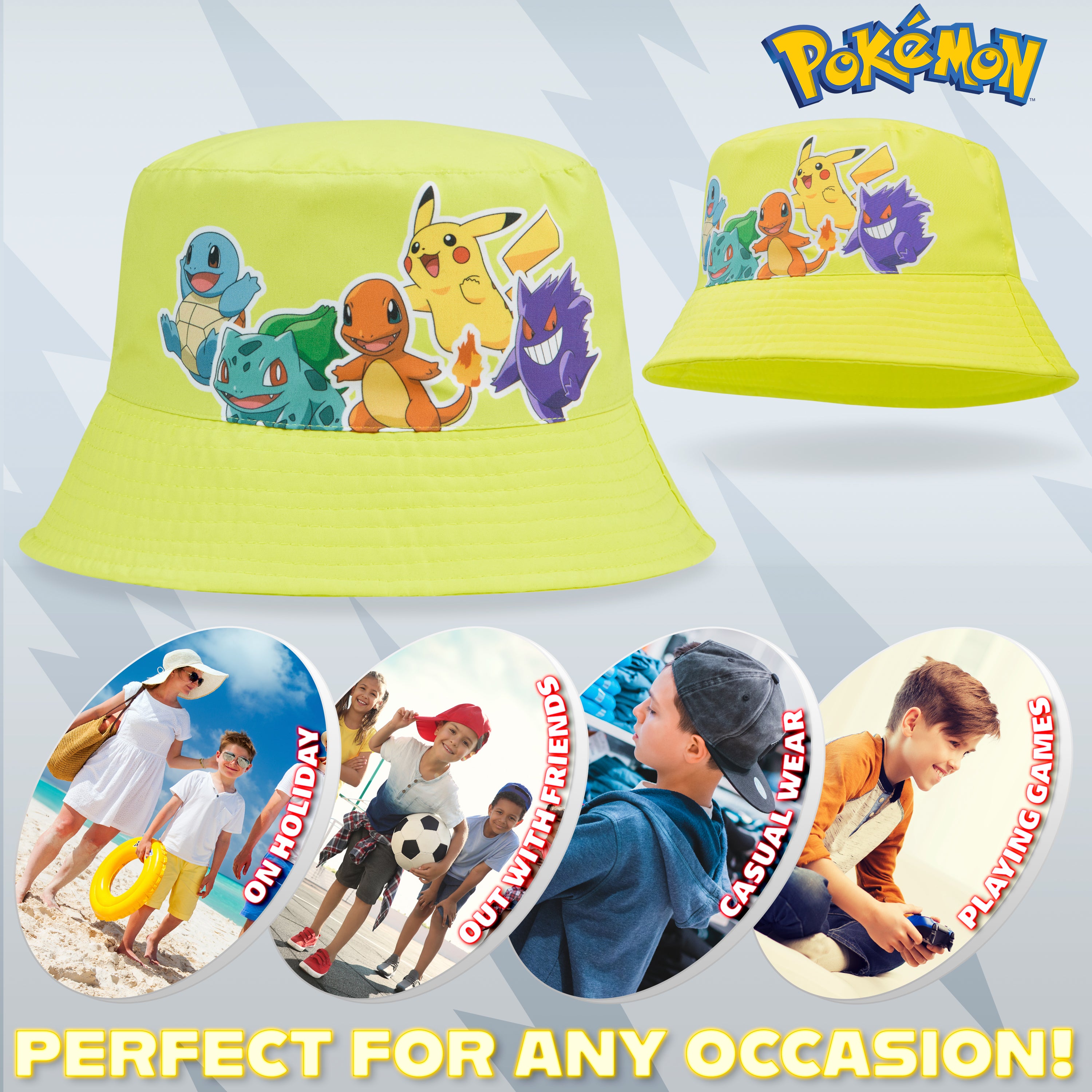 Pokemon Bucket Hat for Boys & Girls, Summer Accessories, Pokemon Gifts - Get Trend