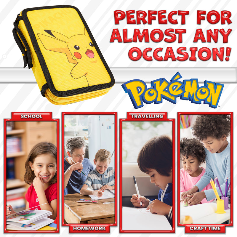 Pokemon Pencil Case for Boys - Pikachu Filled Pencil Case Stationery Set - Get Trend