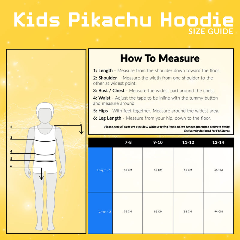 Pokémon Yellow Hoodie Kids, Pikachu Sweatshirt Cotton with 3D Ears Boys Teens