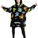 Pokemon Oversized Hoodie Blanket for Kids, Pikachu Gifts for Boys (Black AOP) - Get Trend