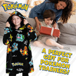 Pokemon Oversized Hoodie Blanket for Kids, Pikachu Gifts for Boys (Black AOP) - Get Trend