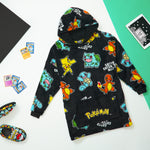 Pokemon Oversized Hoodie Blanket for Kids, Pikachu Gifts for Boys (Black AOP) - Get Trend