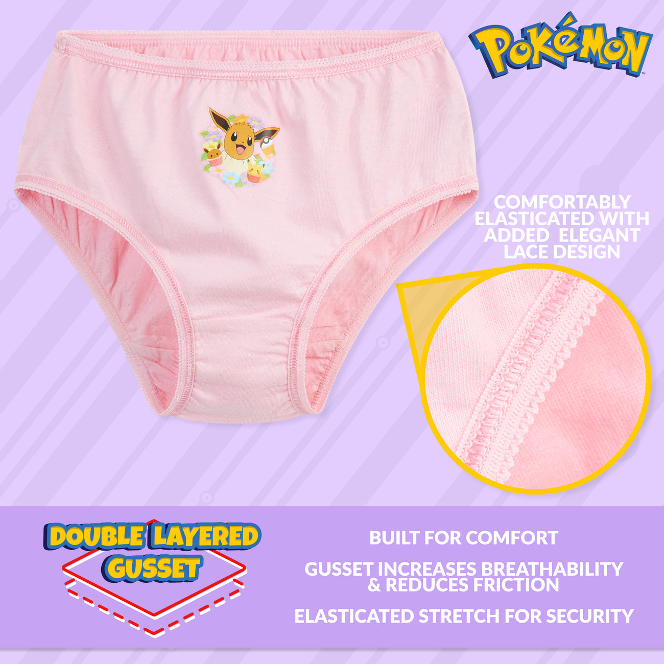 Pokemon Girls Knickers - Pack of 5 Underwear for Girls and Teens