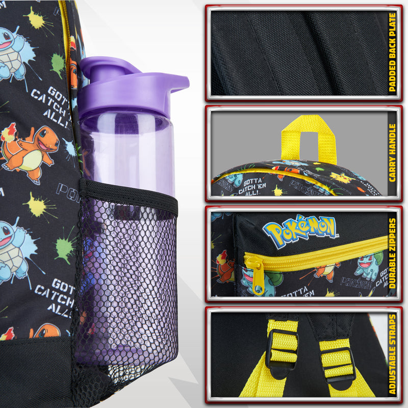  Pokemon Girls Backpack Set, Rucksack Bundle with School Bag,  Pencil Case, Lunch Bag & Water Bottle