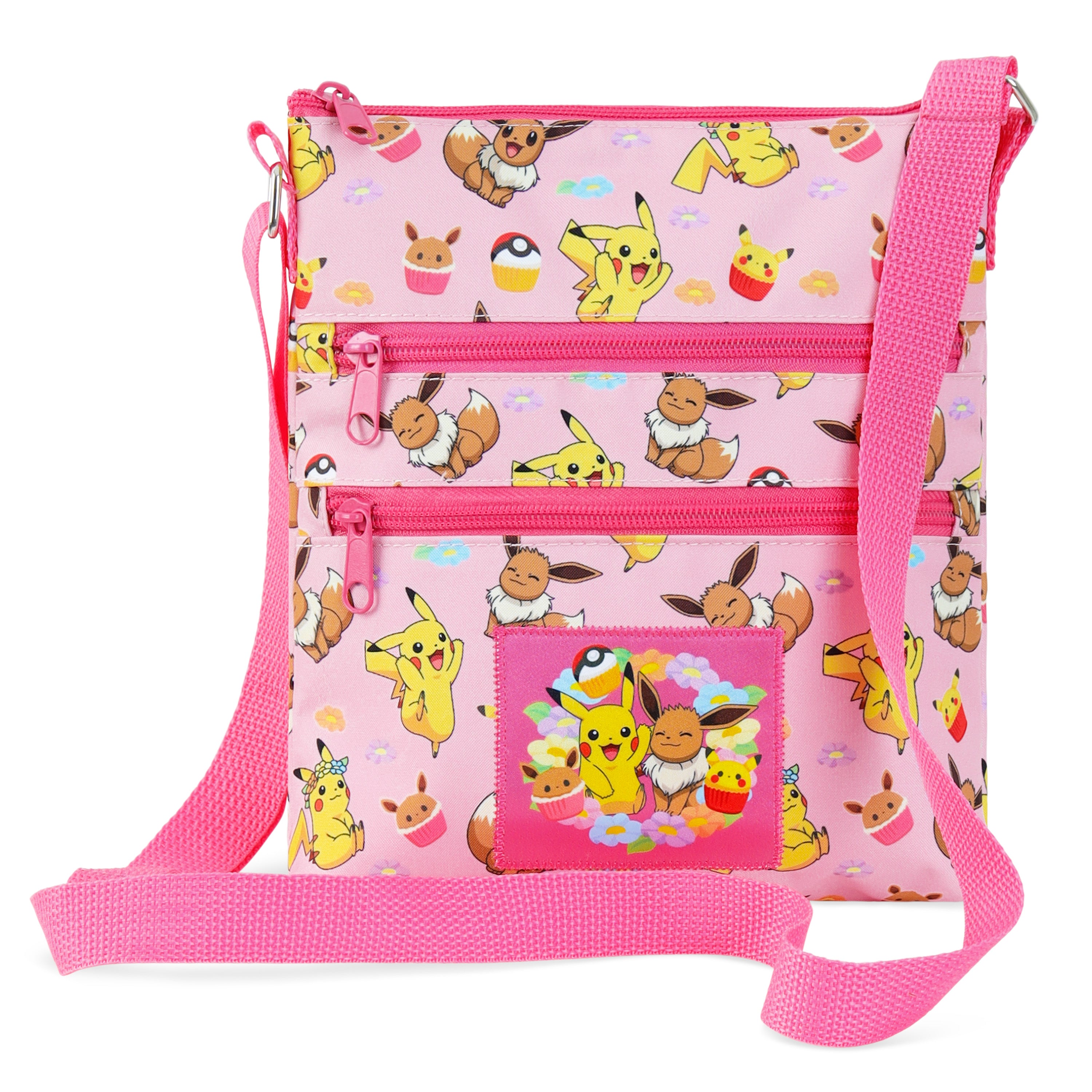 Pokemon Cross Body Bag for Girls Pikachu Eevee - Pink Shoulder Bag - Get Trend
